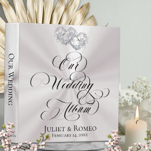 Our Wedding Album & Heart Monogram - White/Silver Binder