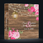 Our Wedding | Barnwood, Lantern & Pink Floral Binder<br><div class="desc">Wedding Photo Album or Planner featured in a rustic wood background with beautiful pink rose and tulip flowers, a glowing lantern and trendy string lights ready for you to personalize. ⭐This Product is 100% Customizable. Graphics and / or text can be added, deleted, moved, resized, changed around, rotated, etc... 99%...</div>