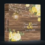 Our Wedding | Barnwood, Lantern & Yellow Floral Binder<br><div class="desc">Wedding Photo Album or Planner featured in a rustic wood background with beautiful yellow rose and tulip flowers, a glowing lantern and trendy string lights ready for you to personalize. ⭐This Product is 100% Customizable. Graphics and / or text can be added, deleted, moved, resized, changed around, rotated, etc... 99%...</div>
