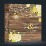 Our Wedding | Barnwood, Lantern & Yellow Floral Binder<br><div class="desc">Wedding Photo Album or Planner featured in a rustic wood background with beautiful yellow rose and tulip flowers, a glowing lantern and trendy string lights ready for you to personalize. ⭐This Product is 100% Customizable. Graphics and / or text can be added, deleted, moved, resized, changed around, rotated, etc... 99%...</div>