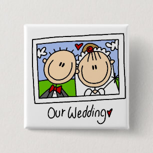Our Wedding Bride and Groom T-shirts and Gifts 2 Inch Square Button