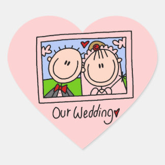 Our Wedding Bride and Groom T-shirts and Gifts Heart Sticker