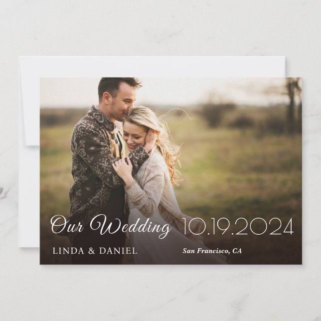 Our Wedding Card with Photo Save the Date (Front)
