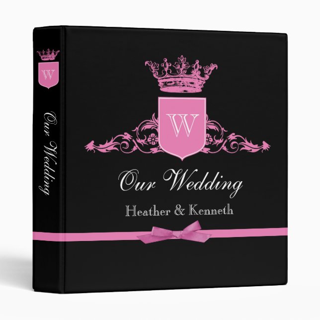 Our Wedding Crown Monogram Pink Binder (Front/Spine)