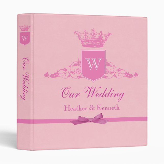 Our Wedding Crown Monogram Pink Binder (Front/Spine)