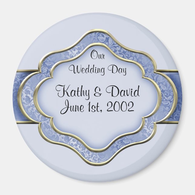Our Wedding Day (Blue) Magnet (Front)