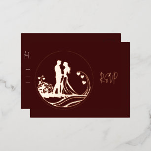 Our Wedding Day Couple Rose Gold Foil RSVP Foil Holiday Postcard