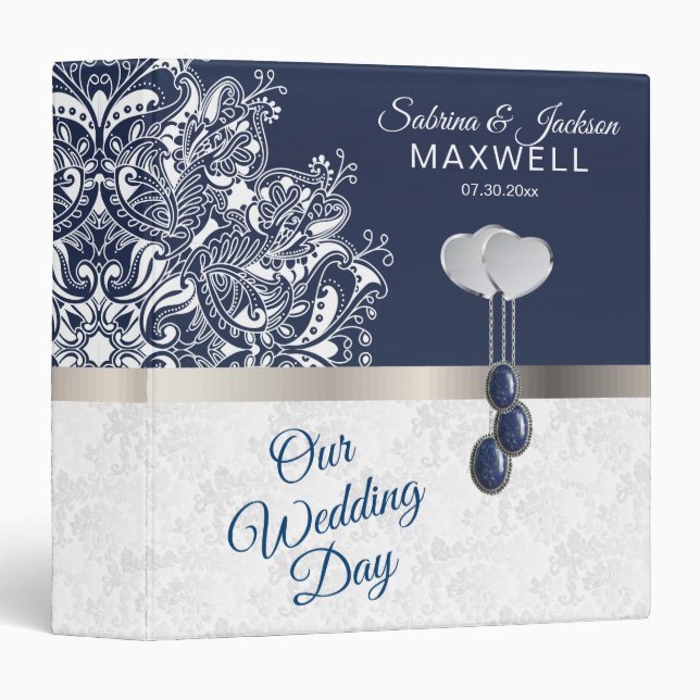 Our Wedding Day | Dark Blue and White Binder (Front/Spine)