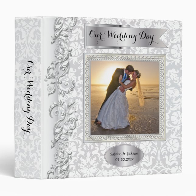 Our Wedding Day | Elegant Damask Binder (Front/Spine)