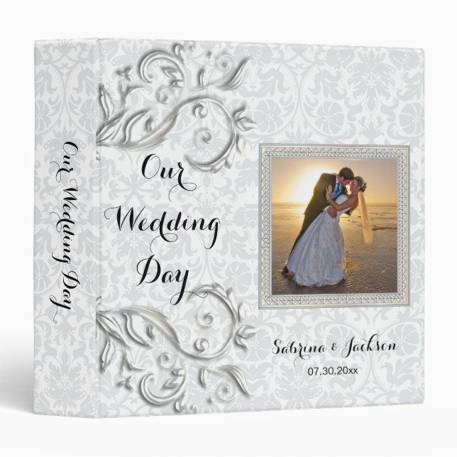 Our Wedding Day | Elegant Damask Binder (Front/Spine)