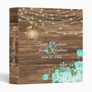 Our Wedding Day   , Lantern & Teal Floral Binder