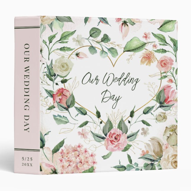 Our Wedding Day Planner Organizer Floral Flowers 3 Binder (Front/Spine)