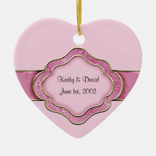 Our Wedding Day (Rose) Ceramic Ornament (Front)