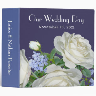 Our Wedding Day Roses Greenery Blue Wedding Album  Binder