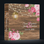 Our Wedding Day | Wood, Lantern & Mauve Pink Binder<br><div class="desc">Wedding Photo Album or Planner featured in a rustic wood background with beautiful pink mauve rose and tulip flowers, a glowing lantern and trendy string lights ready for you to personalize. ⭐This Product is 100% Customizable. Graphics and / or text can be added, deleted, moved, resized, changed around, rotated, etc......</div>