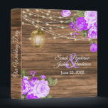 Our Wedding Day | Wood, Lantern & Purple Flower Binder<br><div class="desc">Wedding Photo Album or Planner featured in a rustic wood background with beautiful purple rose and tulip flowers, a glowing lantern and trendy string lights ready for you to personalize. ⭐This Product is 100% Customizable. Graphics and / or text can be added, deleted, moved, resized, changed around, rotated, etc... 99%...</div>