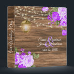 Our Wedding Day | Wood, Lantern & Purple Flower Binder<br><div class="desc">Wedding Photo Album or Planner featured in a rustic wood background with beautiful purple rose and tulip flowers, a glowing lantern and trendy string lights ready for you to personalize. ⭐This Product is 100% Customizable. Graphics and / or text can be added, deleted, moved, resized, changed around, rotated, etc... 99%...</div>