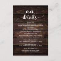 Our Wedding Details, Rustic Dark Wood Themed