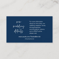 Our wedding details, website, RSVP, Navy Blue