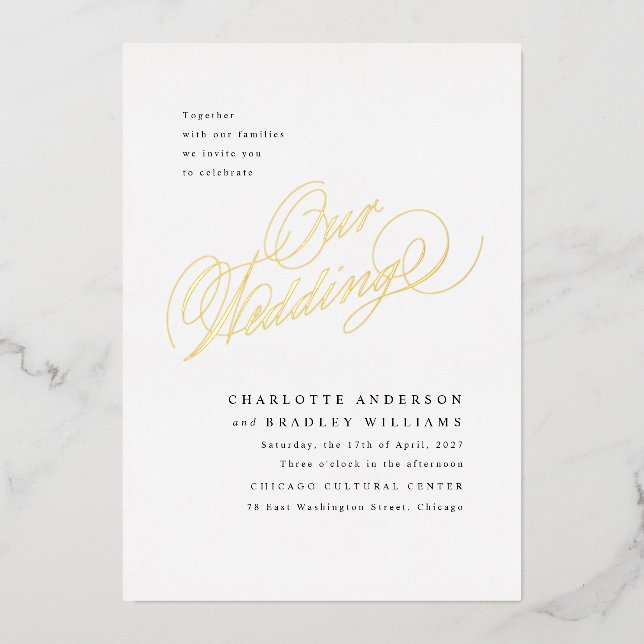 Our Wedding Elegance Foil Wedding Invite (Front)