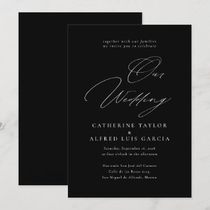 Our Wedding Elegant Calligraphy Black Wedding Invitation