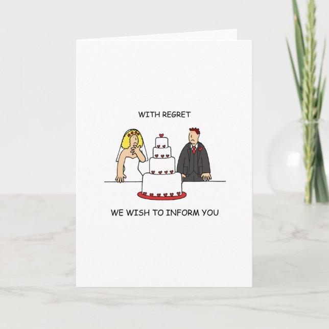 Our Wedding is Cancelled, Humourous Couple. Announcement (Front)