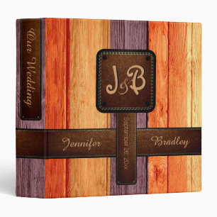 Our Wedding Orange Purple Wood Album Binder