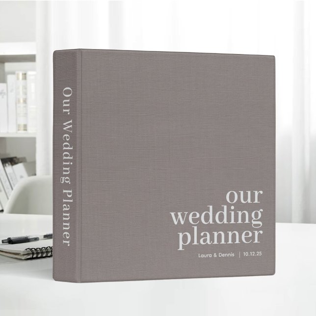 Our Wedding Planner Simple Elegant Monogram Grey Binder (Creator Uploaded)