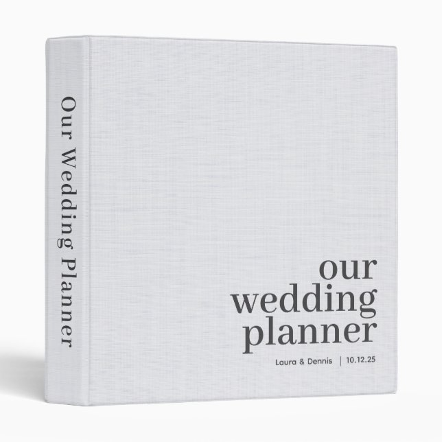 Our Wedding Planner Simple Elegant Monogram White Binder (Front/Spine)