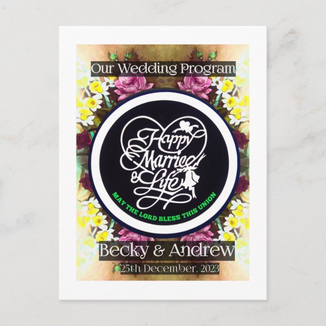 Our Wedding Program Pamplet Postcard (Front)
