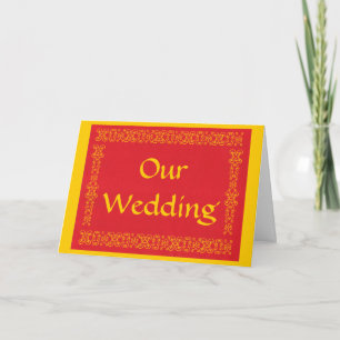 Our wedding, red and gold wedding invitation Cards