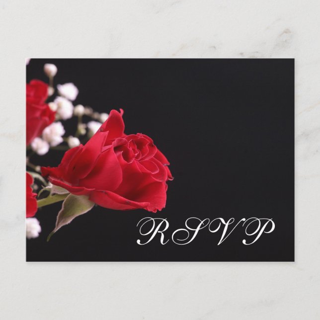 Our Wedding Rose RSVP Invitation Postcard (Front)