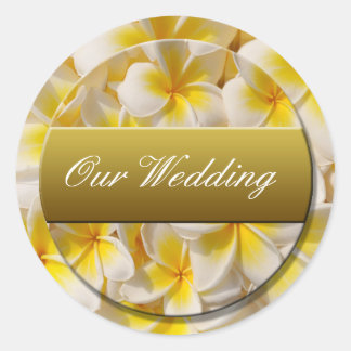 our_wedding_sticker classic round sticker
