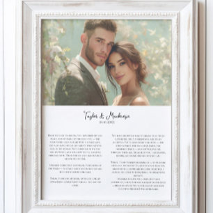 Our Wedding Vows and Photo personalized Minimalist Poster