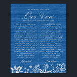 Our Wedding Vows Navy Blue Floral Wood Anniversary Poster<br><div class="desc">This wedding vows keepsake features ivory white hand drawn floral and foliage designs on a rustic elegant modern vintage navy blue wooden background.
Great for gift for newlyweds,  couples and anniversary celebrations</div>