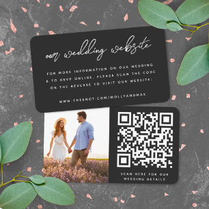 Our Wedding Website   QR Code Simple Photo RSVP Enclosure Card