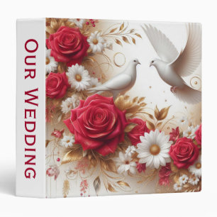 Our Wedding with Doves, Roses and Daisies Binder