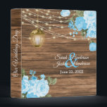 Our Wedding | Wood, Lantern & Baby Blue Flower Binder<br><div class="desc">Wedding Photo Album or Planner featured in a rustic wood background with beautiful baby blue rose and tulip flowers, a glowing lantern and trendy string lights ready for you to personalize. ⭐This Product is 100% Customizable. Graphics and / or text can be added, deleted, moved, resized, changed around, rotated, etc......</div>