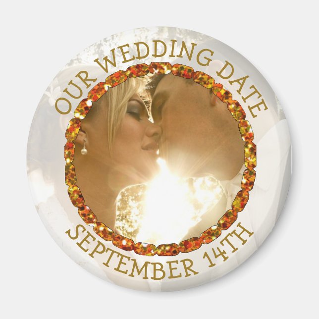 Our Weddng Date Personalized Reminder Magnet (Front)