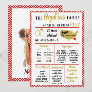 our year in review, family event Christmas red Holiday Card