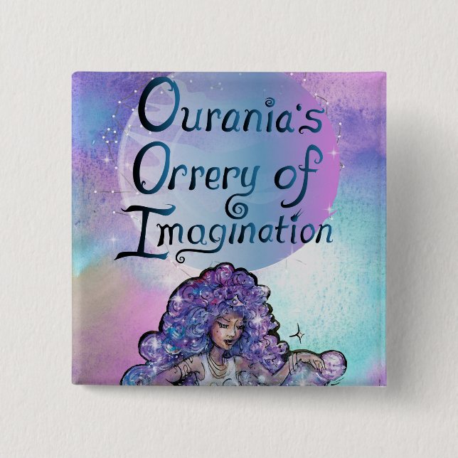 Ourania’s Orrery of Imagination 2 Inch Square Button (Front)