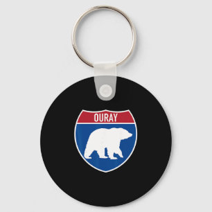 Ouray Colorado Bear Co Highway Interstate Sign Sou Keychain