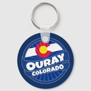 Ouray Colorado flag burst keychain