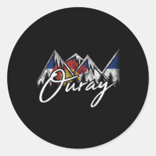 Ouray Colorado Flag Mountains Classic Round Sticker