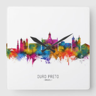 Ouro Preto Brazil Skyline Square Wall Clock
