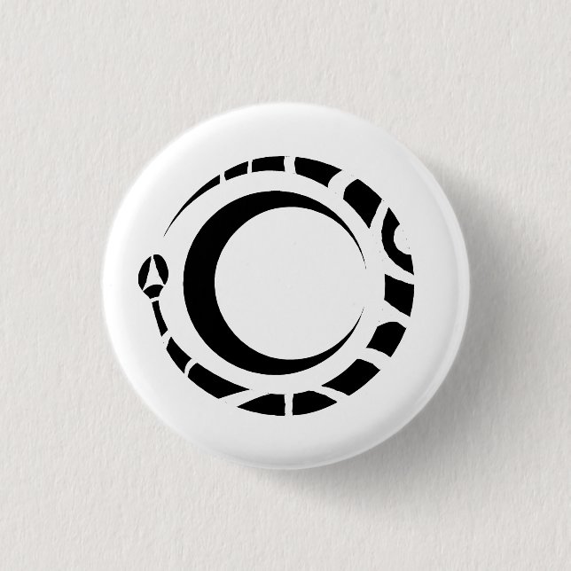 ouroboros and moon  1 inch round button (Front)