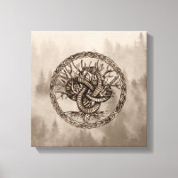 Ouroboros Celtic Knot with Tree of Life Sepia