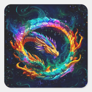🐉 Ouroboros Dragon Symbol Energy Art Glow 🐉 Square Sticker