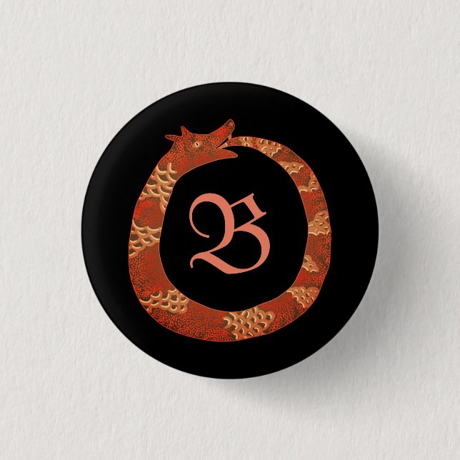 Ouroboros monogram   1 inch round button (Front)