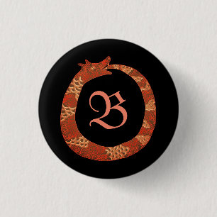 Ouroboros monogram 1 inch round button